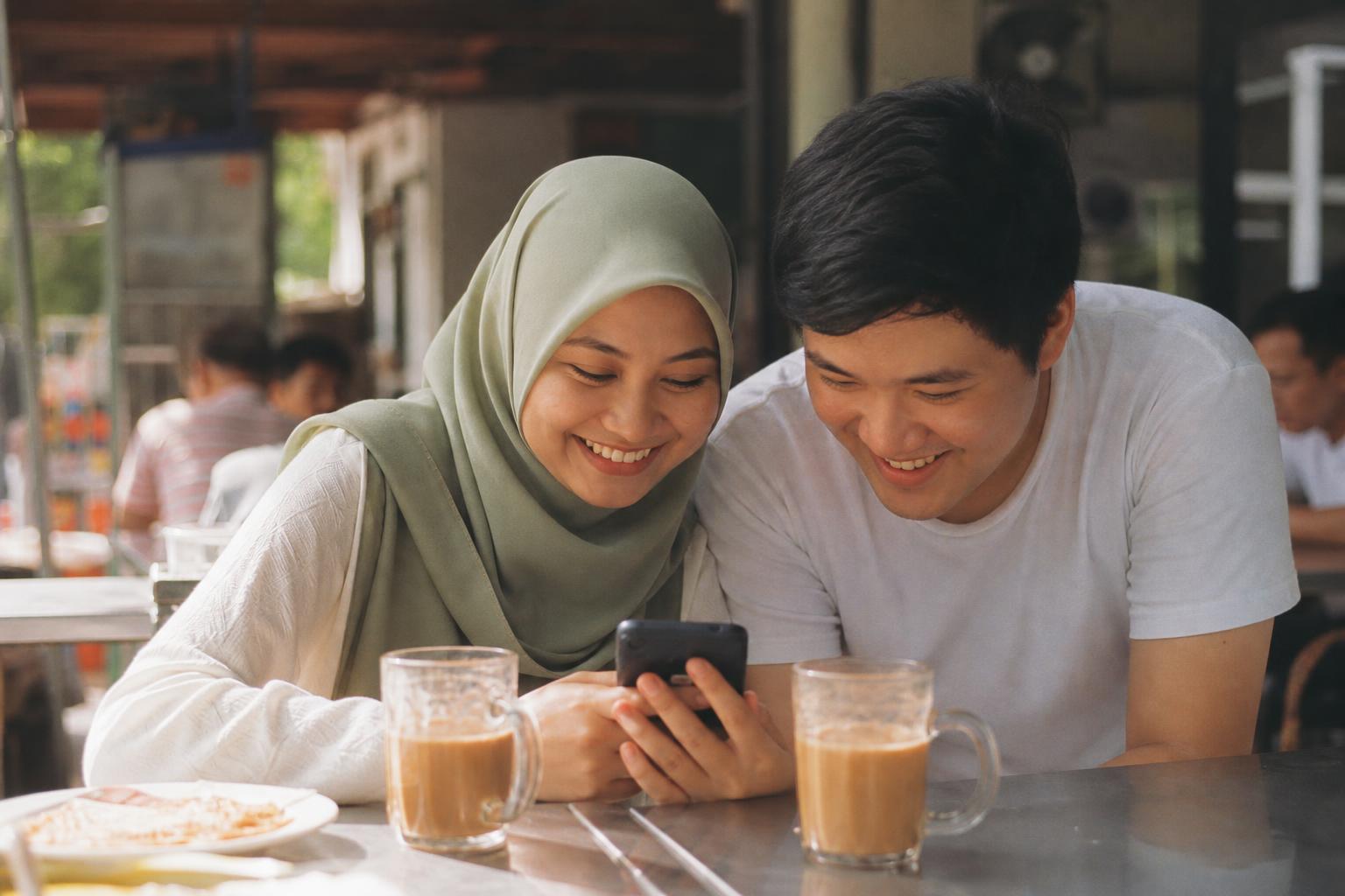 Tiga rakan Malaysia menggunakan Kliqoo bersama