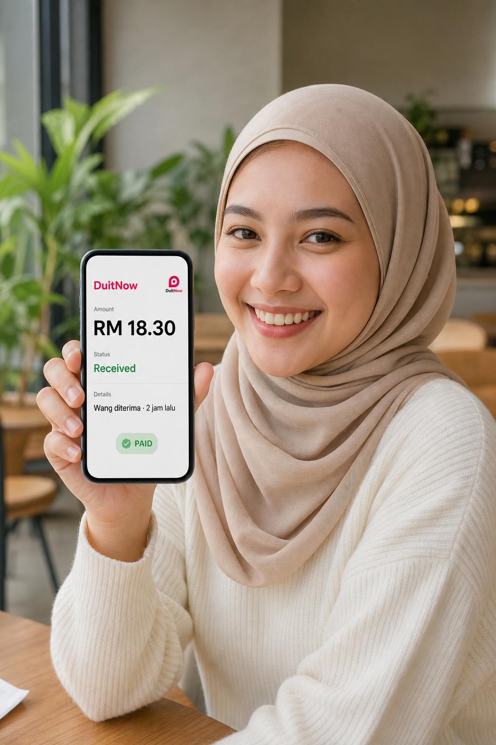 Pengguna Kliqoo menerima notifikasi DuitNow di telefon